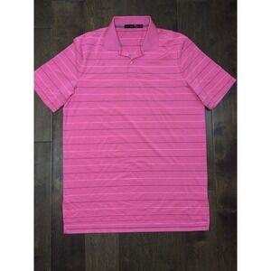 RLX Ralph Lauren Men's Size Medium Golf Polo Shirt‎ Pink Striped Performance